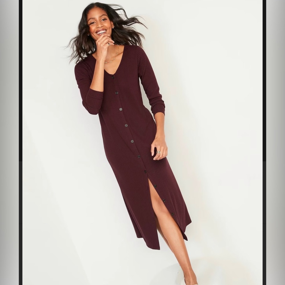 Old Navy Rib-Knit Cardigan Sweater Midi Dress